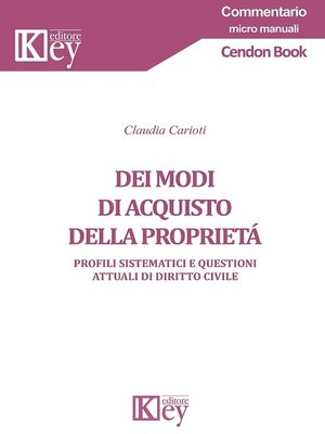 cover image of Dei modi di acquisto della proprietá